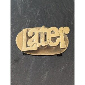 Vintage Large Brass Clip "LATER" Desk‎ Decor Mail Paper Organizer Office
